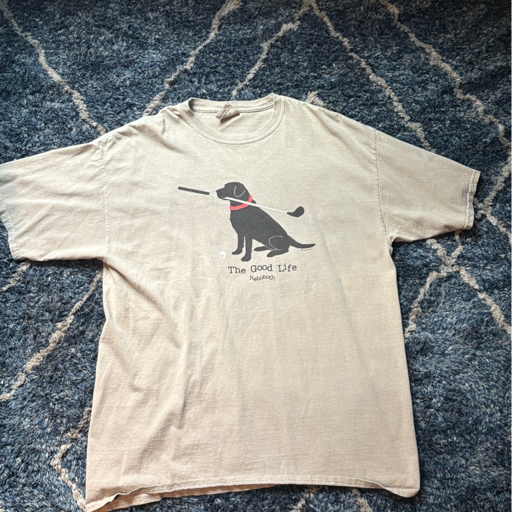 Comfort Colors Tan Short Sleeve Tee with Black Dog Golf Graphic